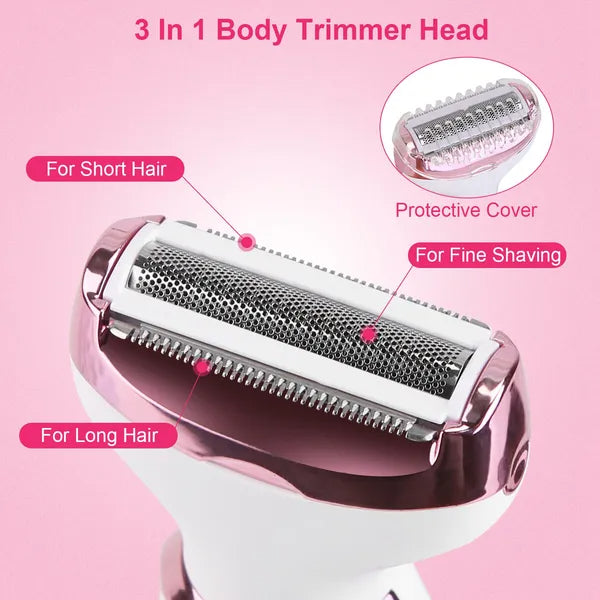 4 In 1 Electric Razor For Women Painless Grooming Kit Rechargeable Eyebrow Nose Hair Pubic Hair Bikini Trimmer Face - view 8