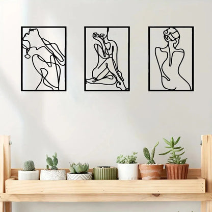 3 Piece Abstract Line Art Wall Sculpture Set Modern Minimalist Decor for Living Room Bedroom Office - view 6