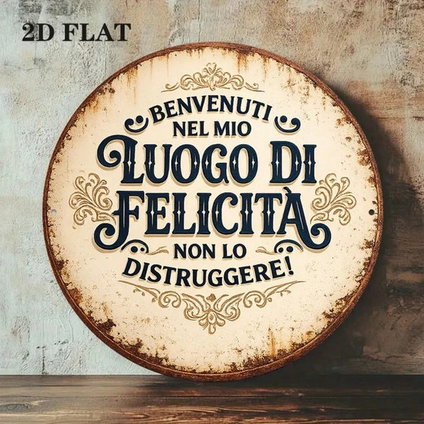1pc 8x8in Vintage Round Sign Welcome To, Sign Welcome, To My Happy Place Do Not Disturb Plaque - view 2