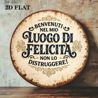 1pc 8x8in Vintage Round Sign Welcome To, Sign Welcome, To My Happy Place Do Not Disturb Plaque - view 2