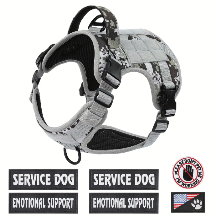Hiphoppet US Local Tactical Service Dog Harness Vest Adjustable Reflective No Pulling Large Dog Harness With Metal - view 7