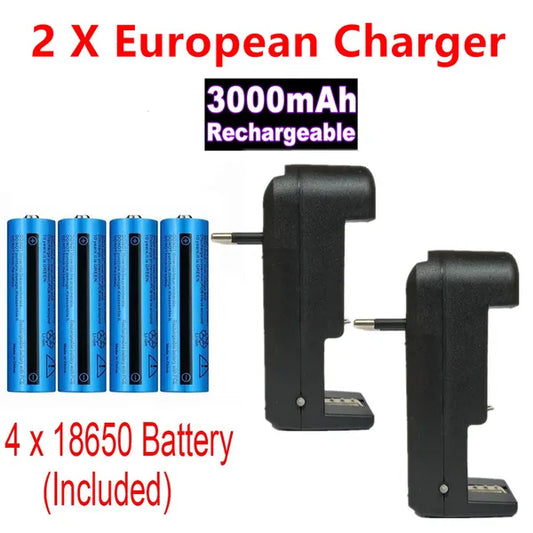 2 / 4 Stück 3000mAh 3.7V Akku Und Ladegerät Für Akkus Wie Taschenlampen Ersatz