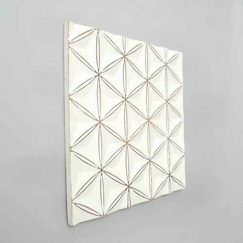 White Square Shape Handcrafted MDF Wall Decor Elegant Home Accent - view 2