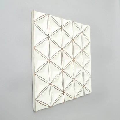 White Square Shape Handcrafted MDF Wall Decor Elegant Home Accent - view 2