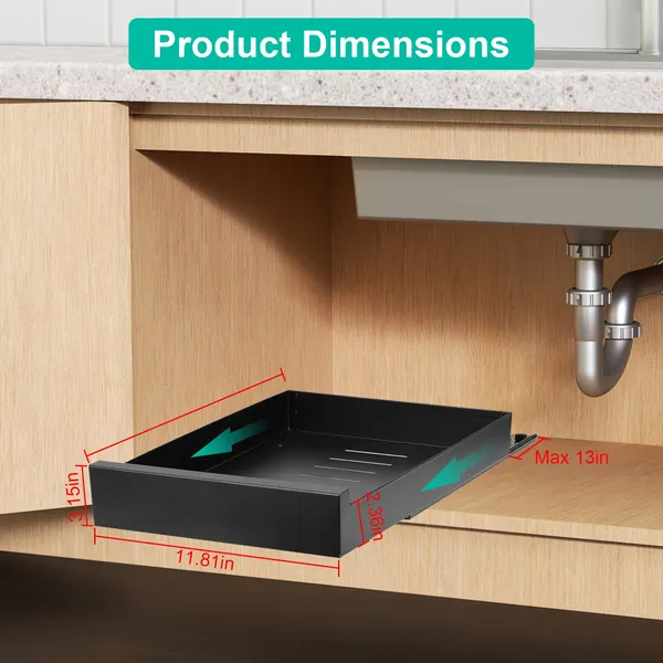 Pull Out Cabinet Organizer Carbon Steel Slide Out Drawer Storage Smooth Quiet Slide Rails For Kitchen Bathroom Living - view 2