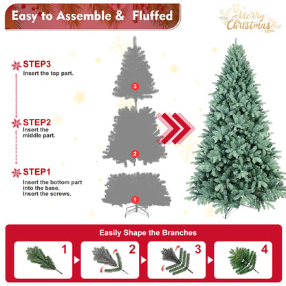 Artificial 8ft Blue Green Tint Christmas Tree With 2458 PE/PVC Mixed Branch Tips, Memory Wire+iron Wire - view 2