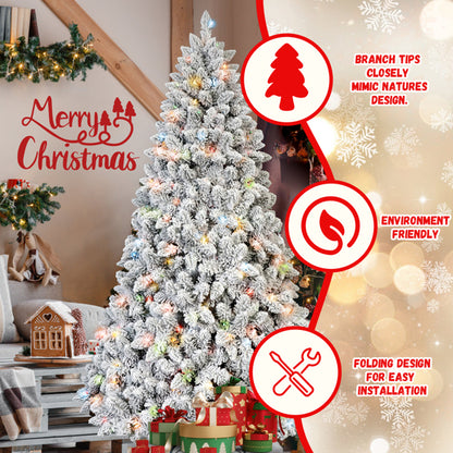 Artificial 6ft Flocked Christmas Tree With 888 PVC Branch Tips, Pine Conex35pcs, 350L Colorful Led - view 6