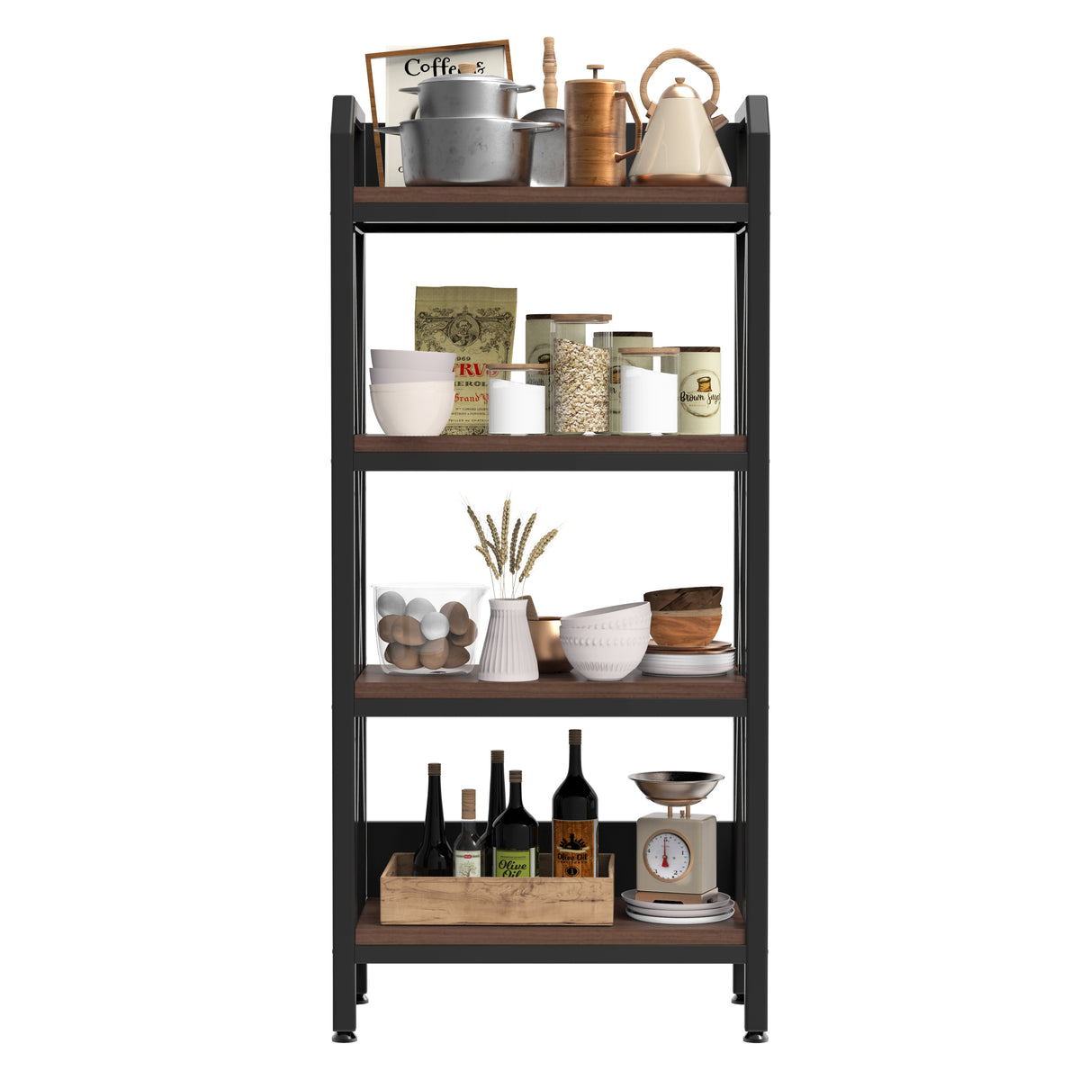 56.30'' Bakers Rack 4-Level Storage Shelves Mental And Wooden Kitchen Shelves, Kitchen Organizers And Storage - view 8