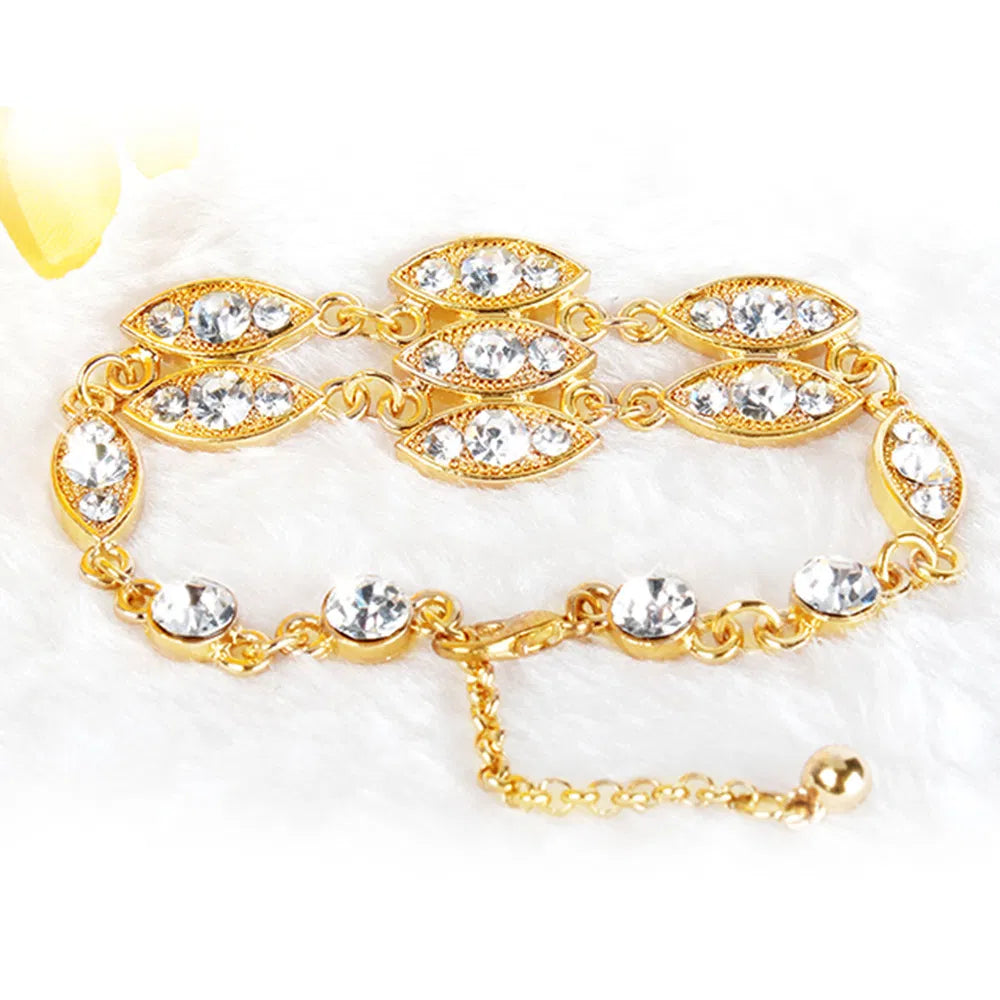 Noble Burnished Gold Bling Rhinestone Bracelet - view 4