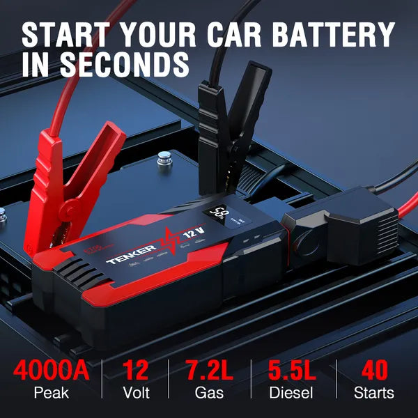 4000 AMP PEAK Car Jump Starter Jumper Box 51.8WH Power Bank 12V Battery Charger 7.2L Gas Engine 5.5L Diesel Engine LCD - view 2