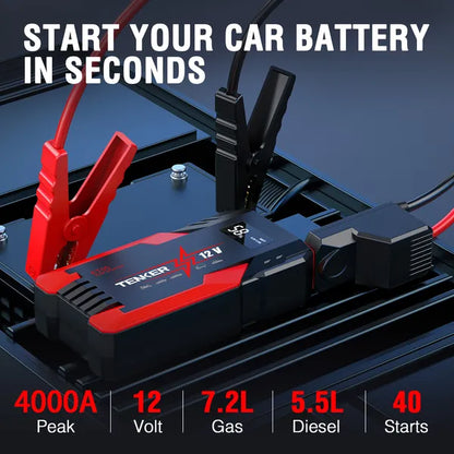 4000 AMP PEAK Car Jump Starter Jumper Box 51.8WH Power Bank 12V Battery Charger 7.2L Gas Engine 5.5L Diesel Engine LCD - view 2