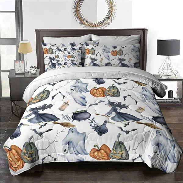 8pcs Halloween Comforter Set, Witch Pattern Bed In A Bag Bedding With Comforter Sheet Sham - 1 Comforter