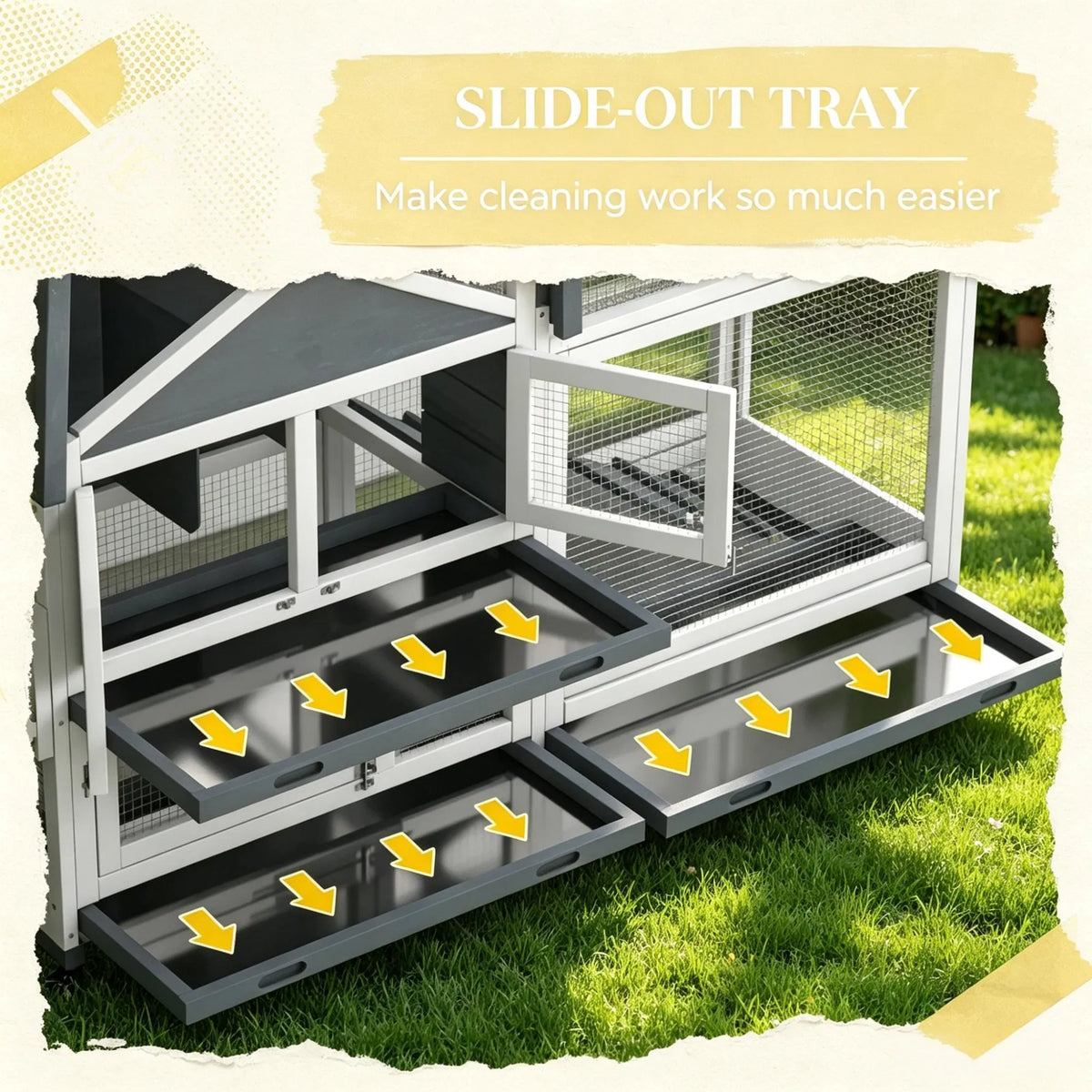 Gray 65" Spacious Wooden Rabbit Hutch: Pet Playpen with Openable Roof for Easy Access & Storage Box for Rabbits - view 3