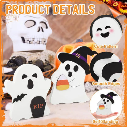 Cute Ghost Halloween Decorations Indoor, Wooden Tiered Tray Decor Table Sign Set Of 3 - view 6