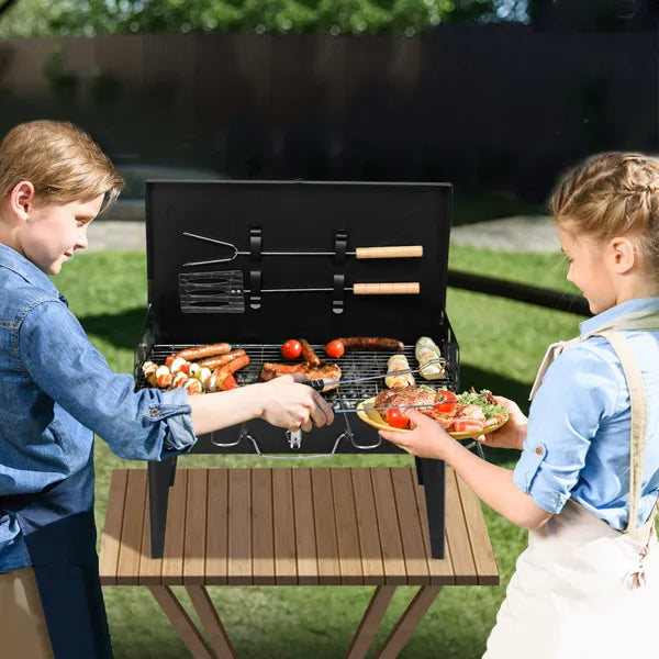 44x27x7cm Portable Square Charcoal Grill Black - view 6