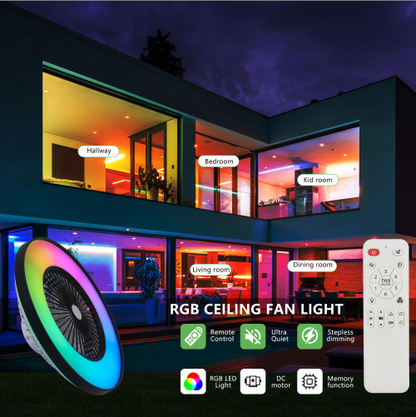 23 Inch Black Ceiling Fan Light With LED RGB Dimmable & Color-Changing, APP & Remote Control - view 8