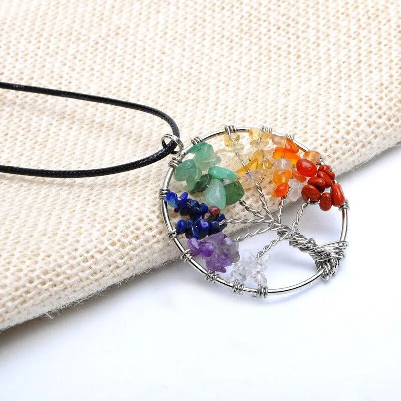 Tree of Life Pendant Necklace 7 Chakra Natural Gemstone Crystal Stones Healing - view 8