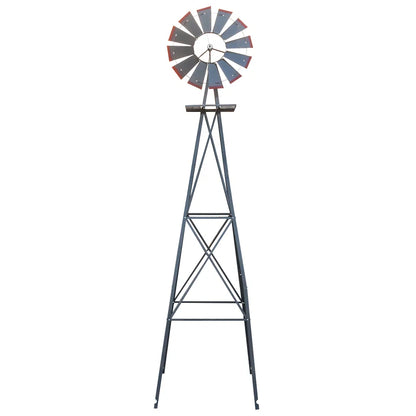 8FT Weather Resistant Yard Garden Windmill Gray & Red - view 10