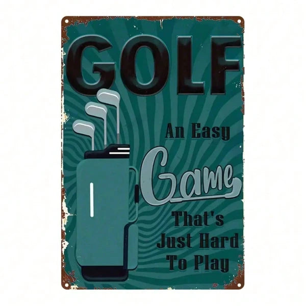 Vintage Golf Club Metal Sign 8x12 Inch Retro Farmhouse Wall Decor, Classic 2D Flat Metal Plaque For Home Bar Garage