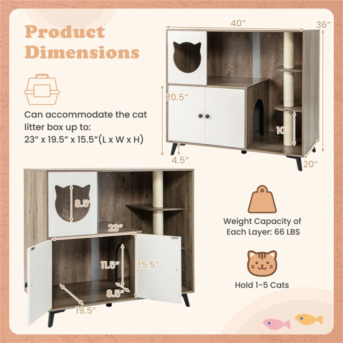 Cat Litter box with Cat scratching post, Cat Apartment, Cat House, locker - view 3