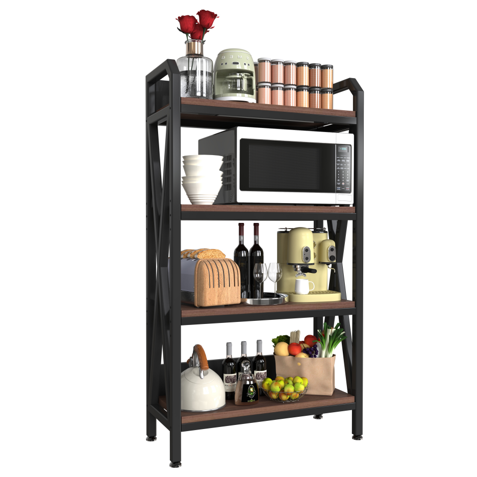 56.30'' Bakers Rack 4-Level Storage Shelves Metal And Wooden Kitchen Shelves, Kitchen Organizers And Storage - view 2