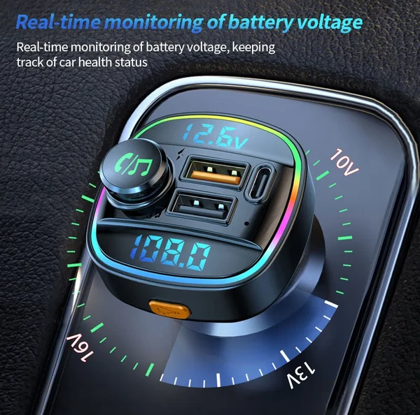 Bluetooth 5.0 Car Wireless FM Transmitter Adapter USB PD Charger AUX Hands-Free - view 3