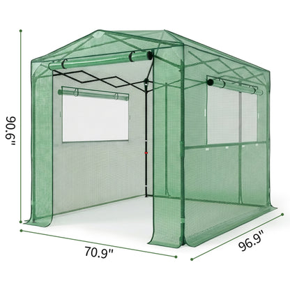 8x6ft Plastic Sprayed Iron Pipe PE Mesh Foldable Greenhouse Shed Green - view 2