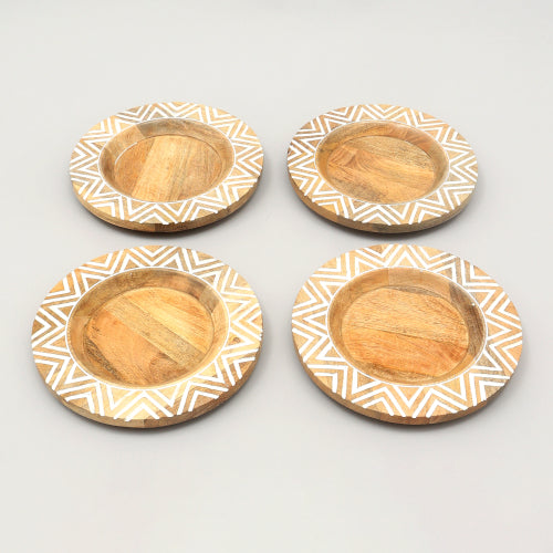 Handcrafted Wood Charger Plate Wooden Dinning Placemat Artisan Wood Tableware - view 3