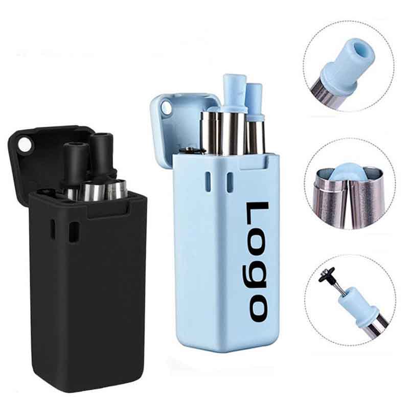 Straw Collapsible Telescopic Straw Silica Gel Metal Stainless Steel Reusable Final Eco Folding Drinking Straws Home - view 3