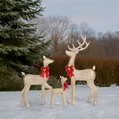 3-Piece Lighted Christmas Reindeer Family Set Outdoor Decorations, Weather Proof Sparkling Deer Family Set Of - view 3
