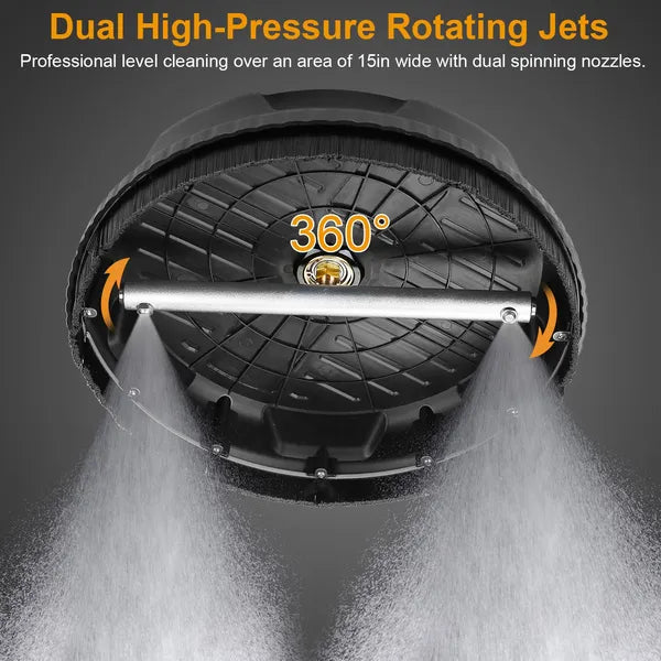 15in High Pressure Flat Surface Cleaner 4000PSI Disc Power Washer Broom - view 2