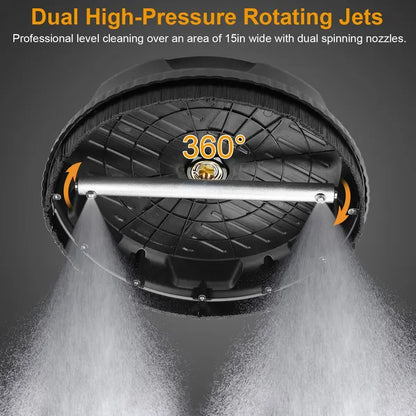 15in High Pressure Flat Surface Cleaner 4000PSI Disc Power Washer Broom - view 2