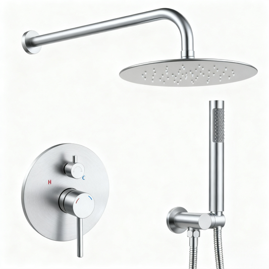 Shower System Shower Faucet Combo Set Wall Mounted With 10" Rainfall Shower Head And Handheld Shower Faucet