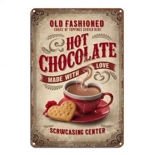 1PC Vintage Metal Tin Sign Hot Chocolate Love Artwork, Artwork, Durable Hanging Plaque For Home Garden Sign HikTok - view 2