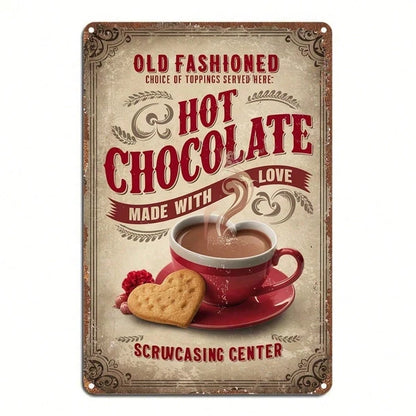 1PC Vintage Metal Tin Sign Hot Chocolate Love Artwork, Artwork, Durable Hanging Plaque For Home Garden Sign HikTok - view 2