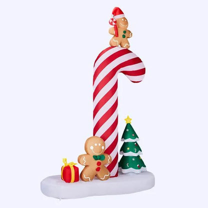 8.2FT Lighted Christmas Inflatable Decoration, Inflatable Giant Candy Cane With Gingerbread Men - view 8