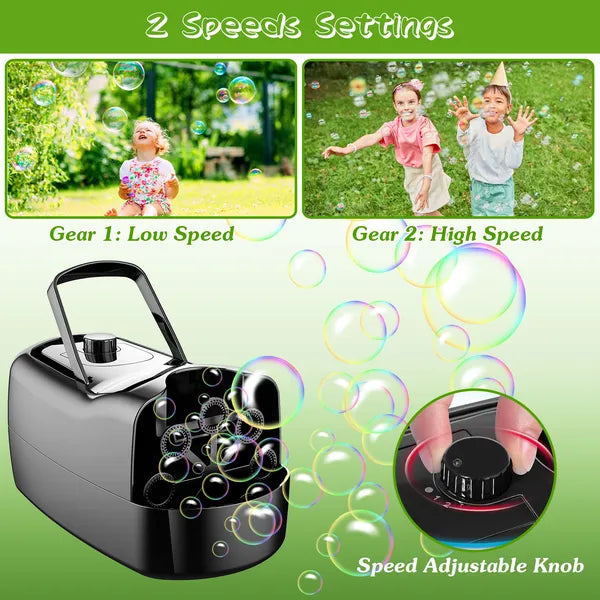 Bubble Maker Automatic Bubble Blower Portable Bubble Blowing Machine With 2 Speeds Handle 3000-4000 Bubbles Per Minute - view 2