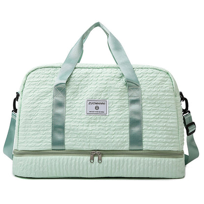 Solid Color Travel Duffle Bag With Ruched Design Portable Luggage Bag Dry And Wet Separation Fitness Gym Shoulder Bag - view 4