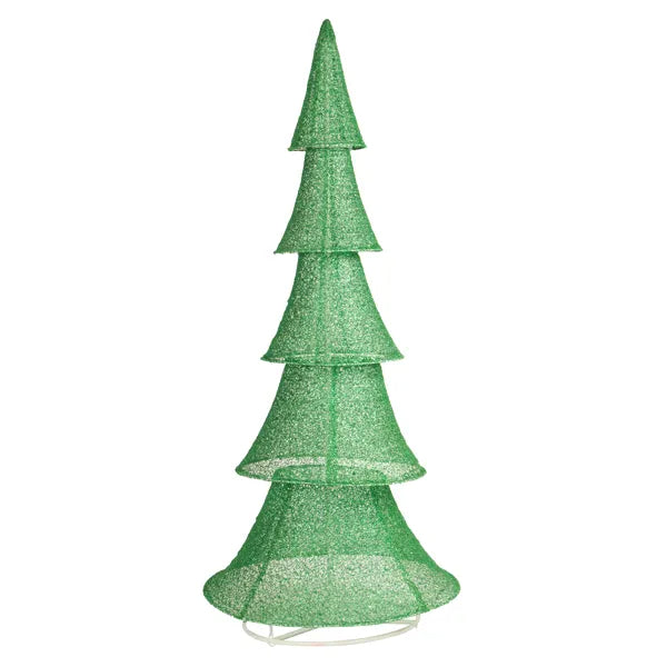 6FT Lighted Christmas Tree Yard Decorations, Pre-lit Pull Up Christmas Tree With 200 LED Warm White Lights For Xmas