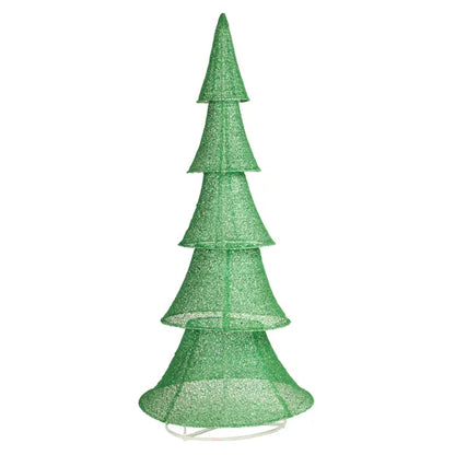 6FT Lighted Christmas Tree Yard Decorations, Pre-lit Pull Up Christmas Tree With 200 LED Warm White Lights For Xmas