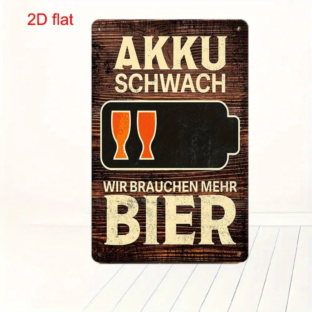 Vintage AKKU SCHWACH Low Battery Need More Beer Metal Tin Sign Multi-Use Yard Sign For Bar Office Home Cafe Restaurant - view 5