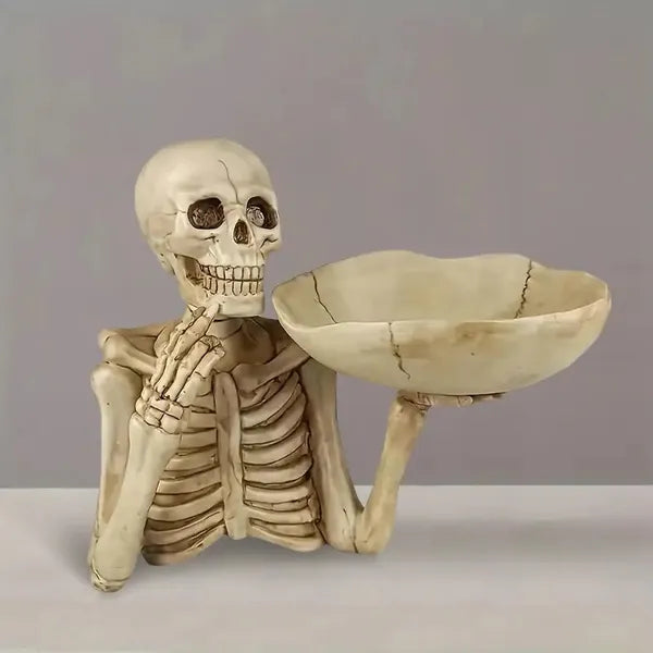 Skull Storage Tray, Halloween Decor, Resin Material, Vivid Skeleton Shape - view 3