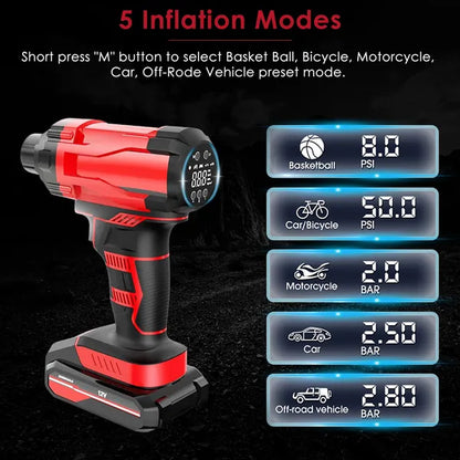 150PSI Cordless Car Tire Pump 6000mAh Rechargeable Tire Inflator 12V Portable Electric Air Compressor With LED Light - view 3