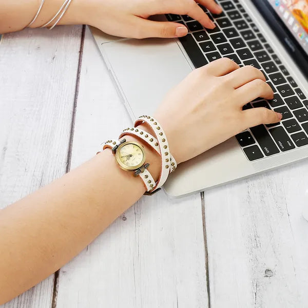 Fashionable Rivet Leather Belt Retro Watch Hand Chain - view 4