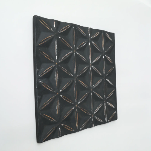 Black Square Shape Handcrafted MDF Wall Decor Elegant Home Accent - view 5