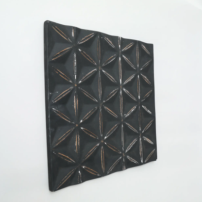 Black Square Shape Handcrafted MDF Wall Decor Elegant Home Accent - view 5