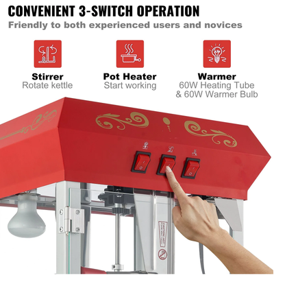Popcorn Popper Machine 8 Oz Countertop Popcorn Maker 850W 48 Cups Red - view 3