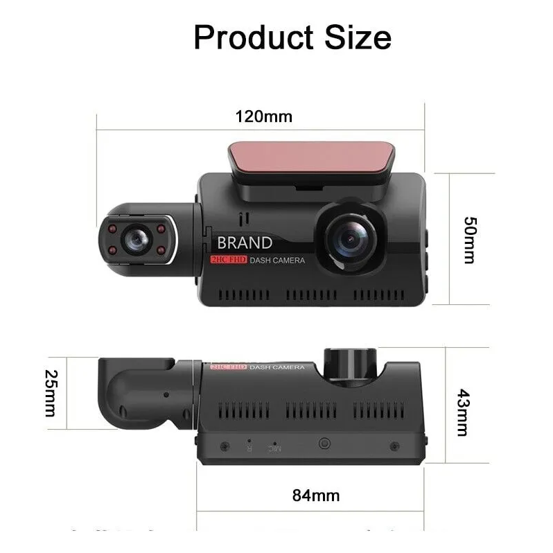 1080P Dual Lens Car DVR Dash Cam Video Recorder G-Sensor Front And Inside Camera - view 5