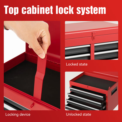 Tool Chest, 5-Drawer Rolling Tool Storage Cabinet With Detachable Top Tool Box, Liner, Universal Lockable Wheels - view 4