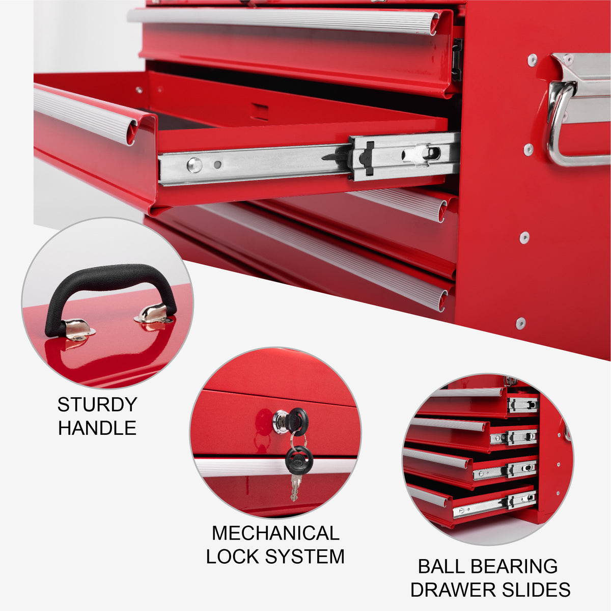 Heavy Duty Metal Tool Box, 21-inch, Portable Metal Tool Box With 4 Drawers, Small Tool Chest With EVA Liners - view 2